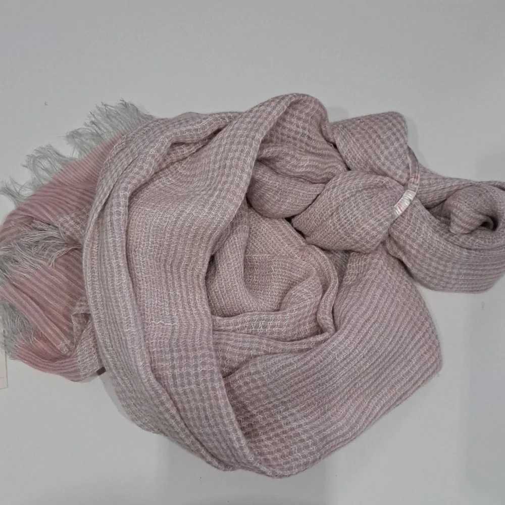 Sasso + Smyth Linen Blend Pink & White Scarf